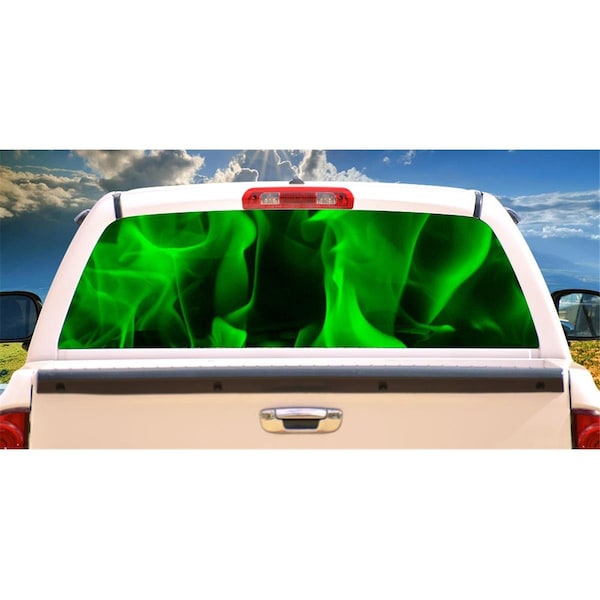 Entretenimiento Green Flames Rear Window Graphic Truck View Thru Vinyl Back Decal EN3272043 - main